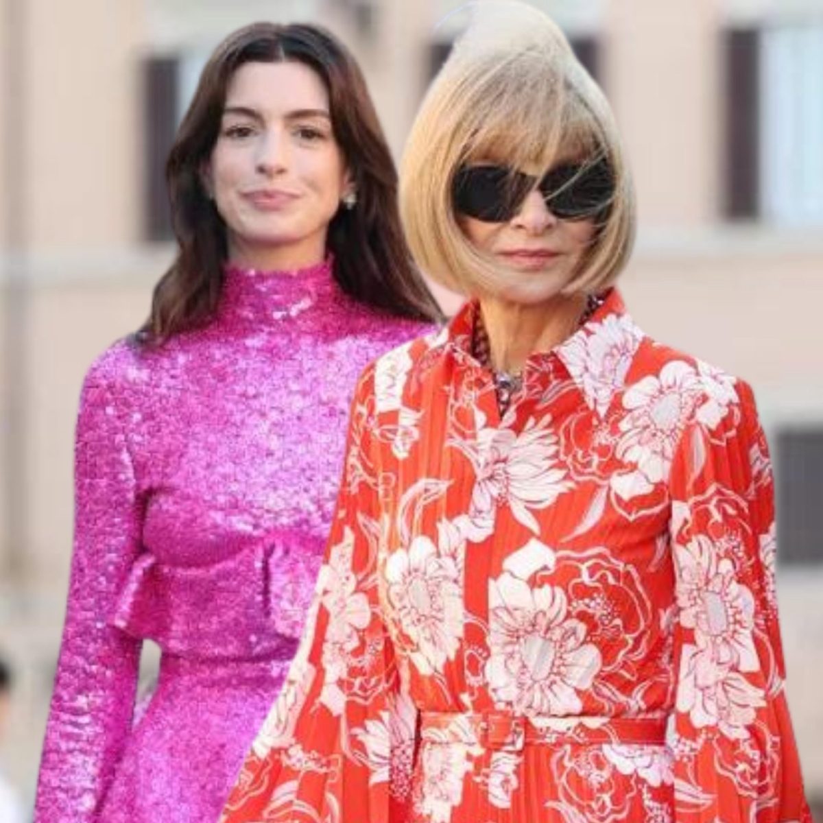 Η Αν Χάθαγουεϊ έβαλε ροζ μίνι στην πασαρέλα Valentino και η Άννα Γουίντορ αδιαφόρησε!