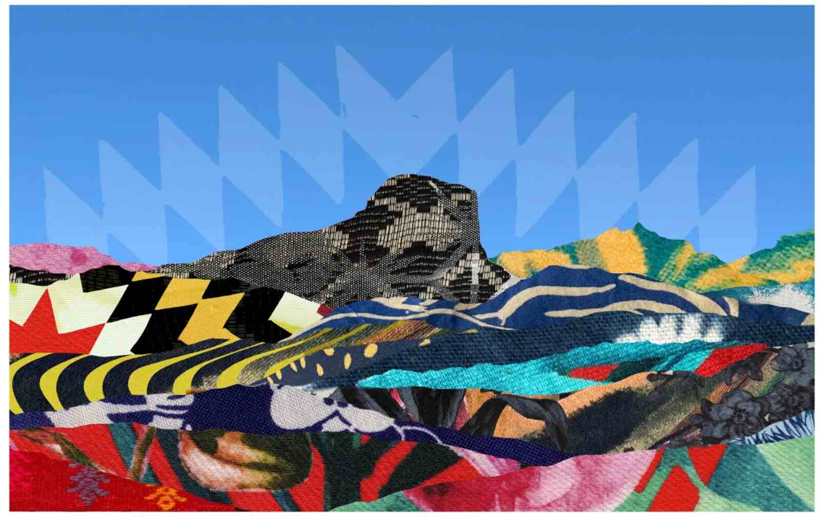 Eirini Linardaki, Heart Mountain and Other Gods, 2025, print on cotton, 88x140 cm