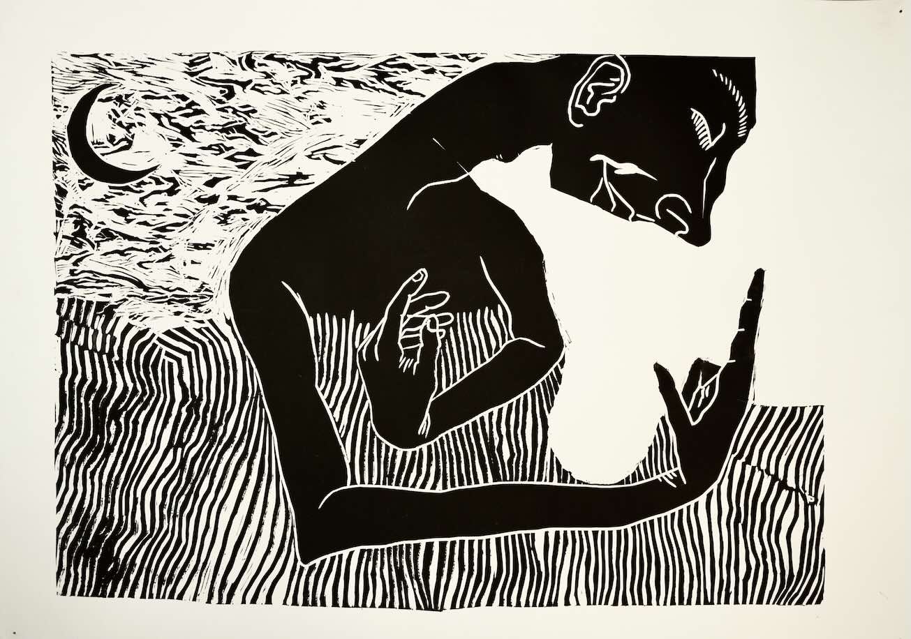 Πίνακας Ύπνος της Λητούς Στρατηγοπούλου της έκθεσης Νέοι Χαράκτες 2025-2026